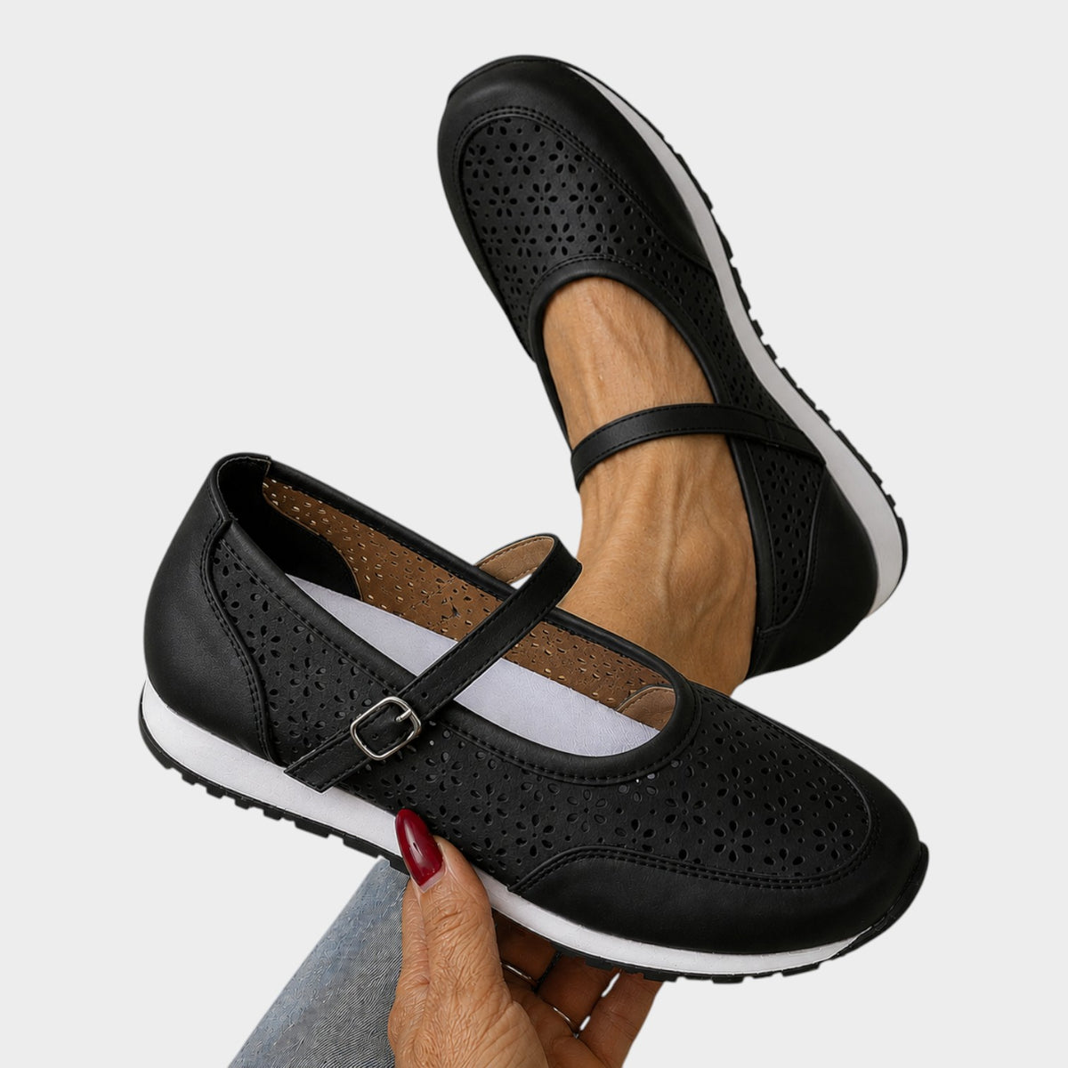 Women’s Orthopedic Shoes Perforated Mary Jane Adjustable Strap