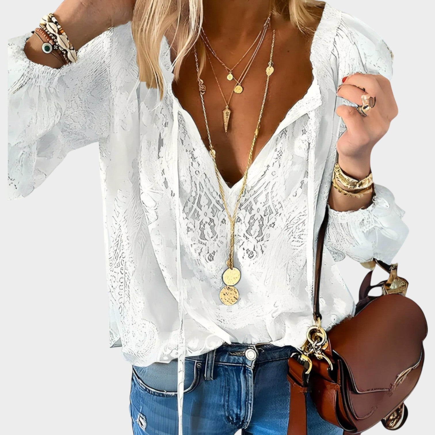 Long Sleeve Lace Blouse