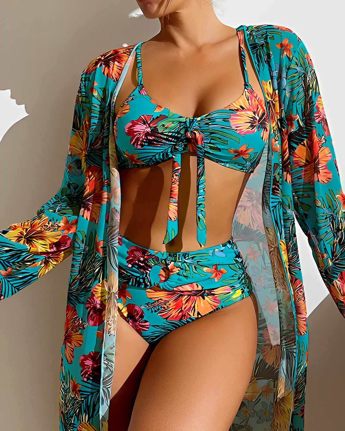 Juanita™ | Tropical Print Bikini Set with Matching Cover-Up