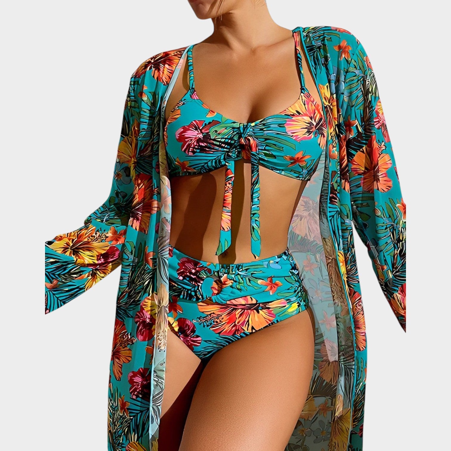 Tropical Three Piece Swimwear Set