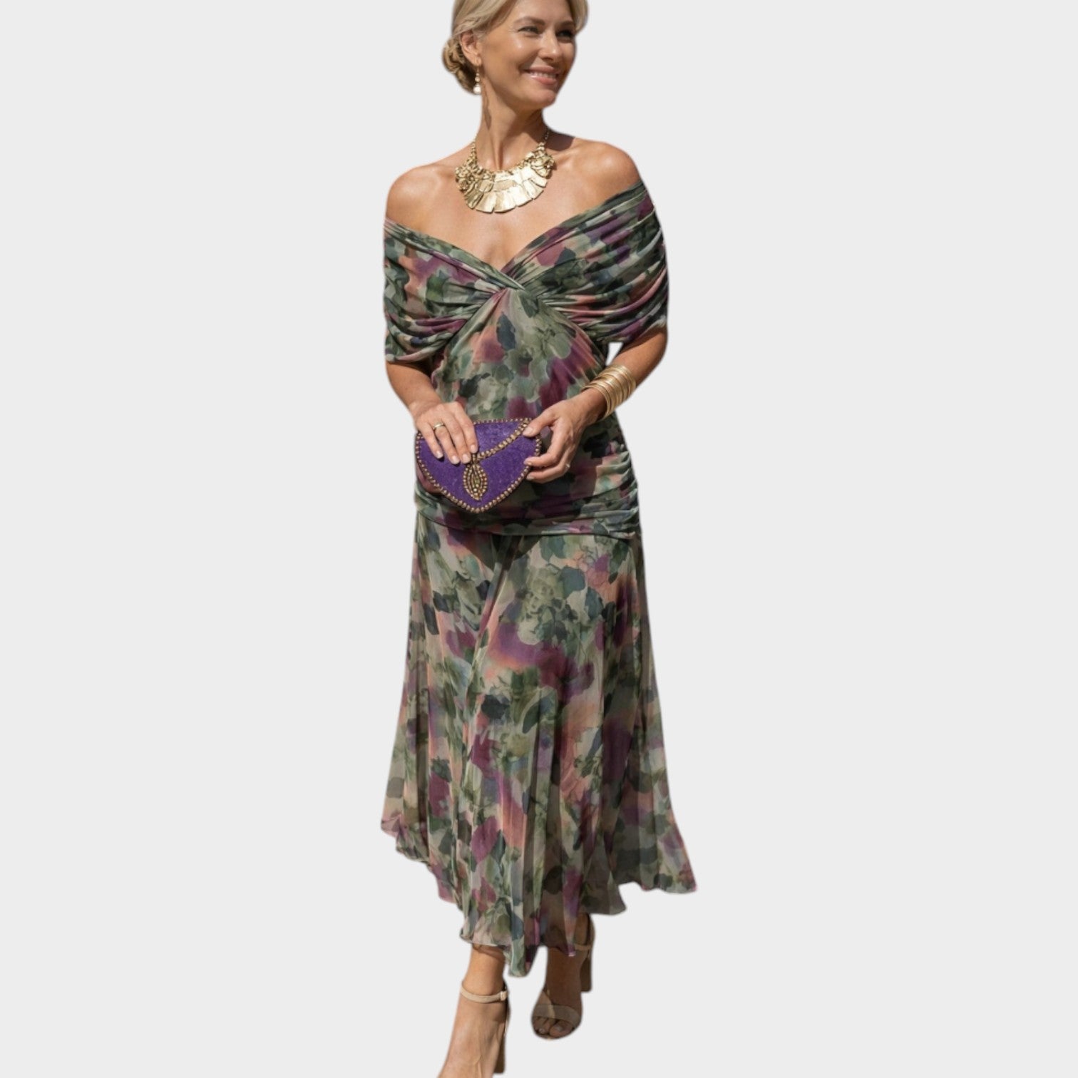 Off Shoulder Wedding Guest Maxi Dress