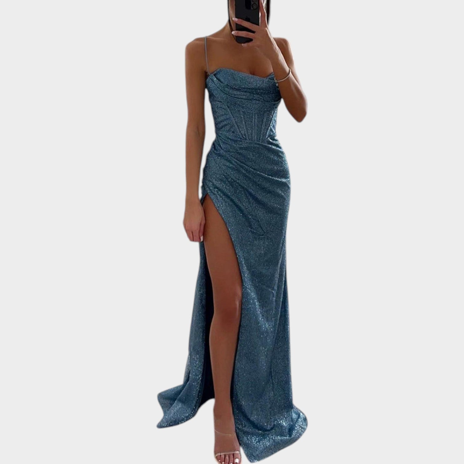 Satin Split Formal Evening Maxi Dress