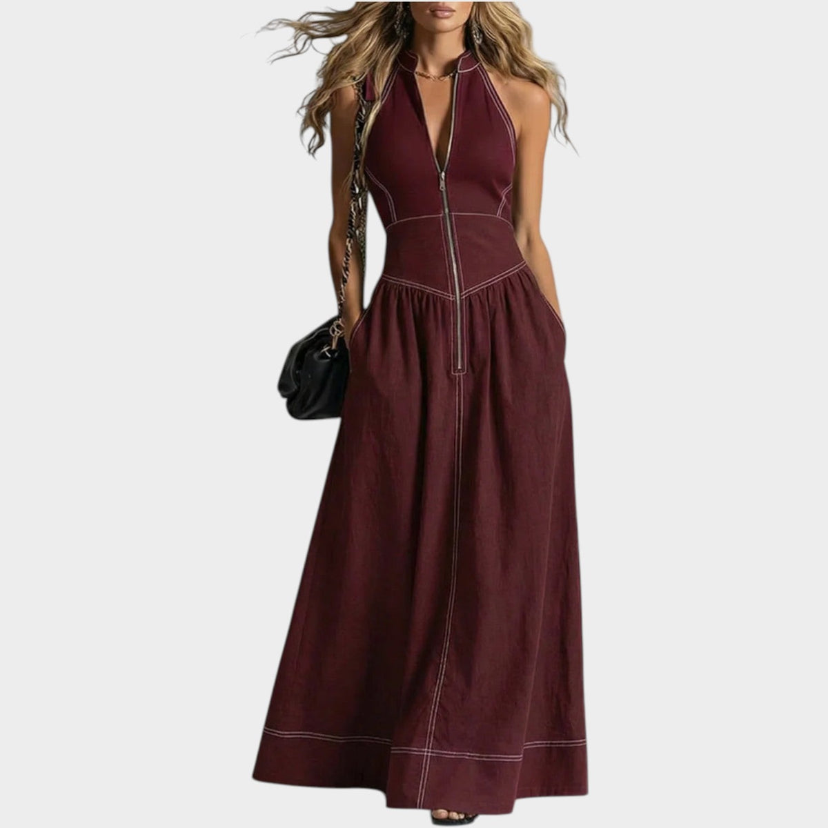 Women's Zip-Front Maxi Dress