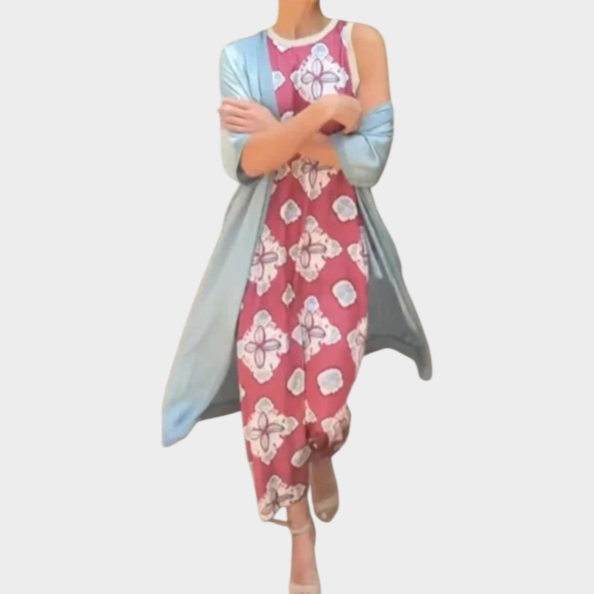 Women's Sleeveless Maxi Dress With Lightweight Cardigan