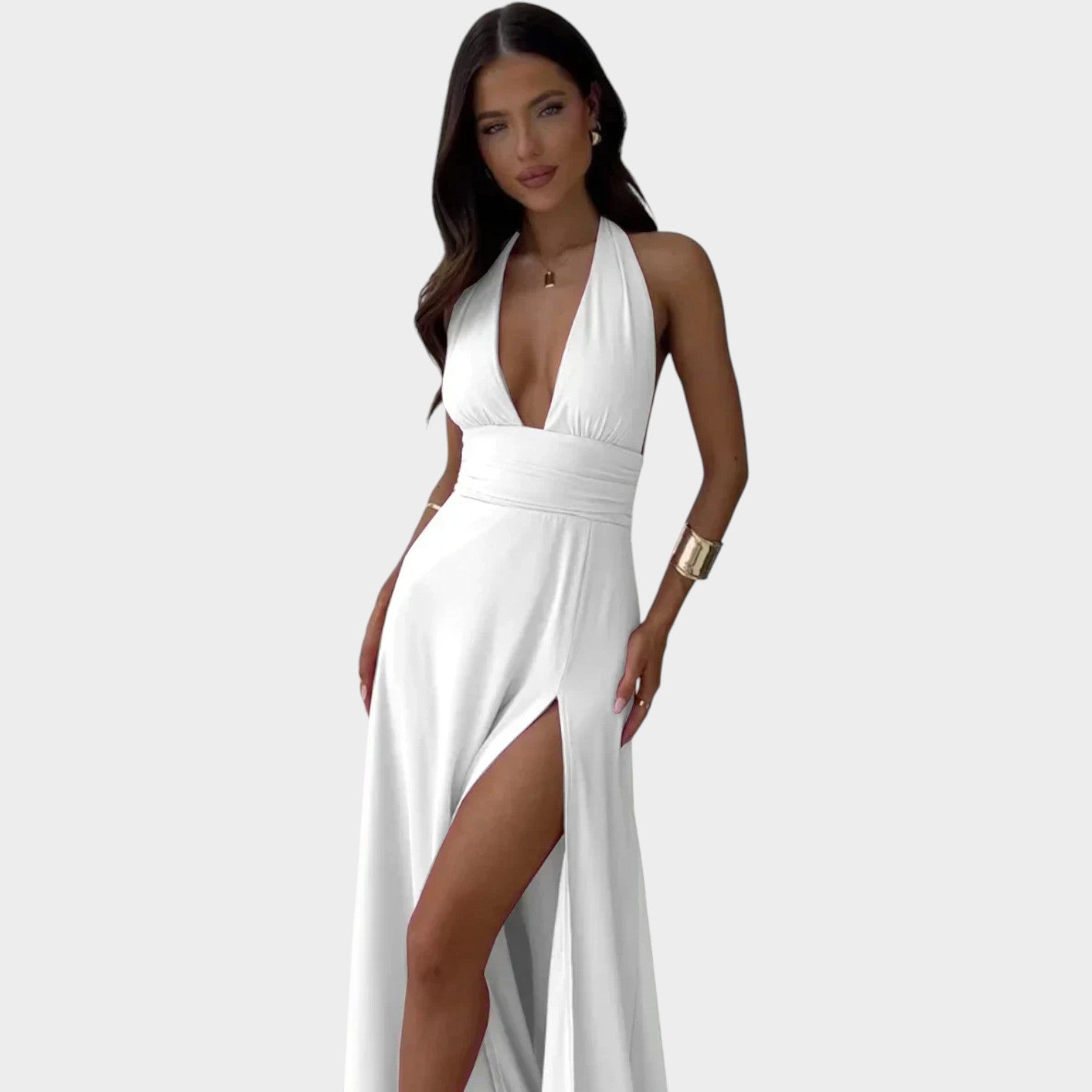 Halter Neck Formal High Split Maxi Dress