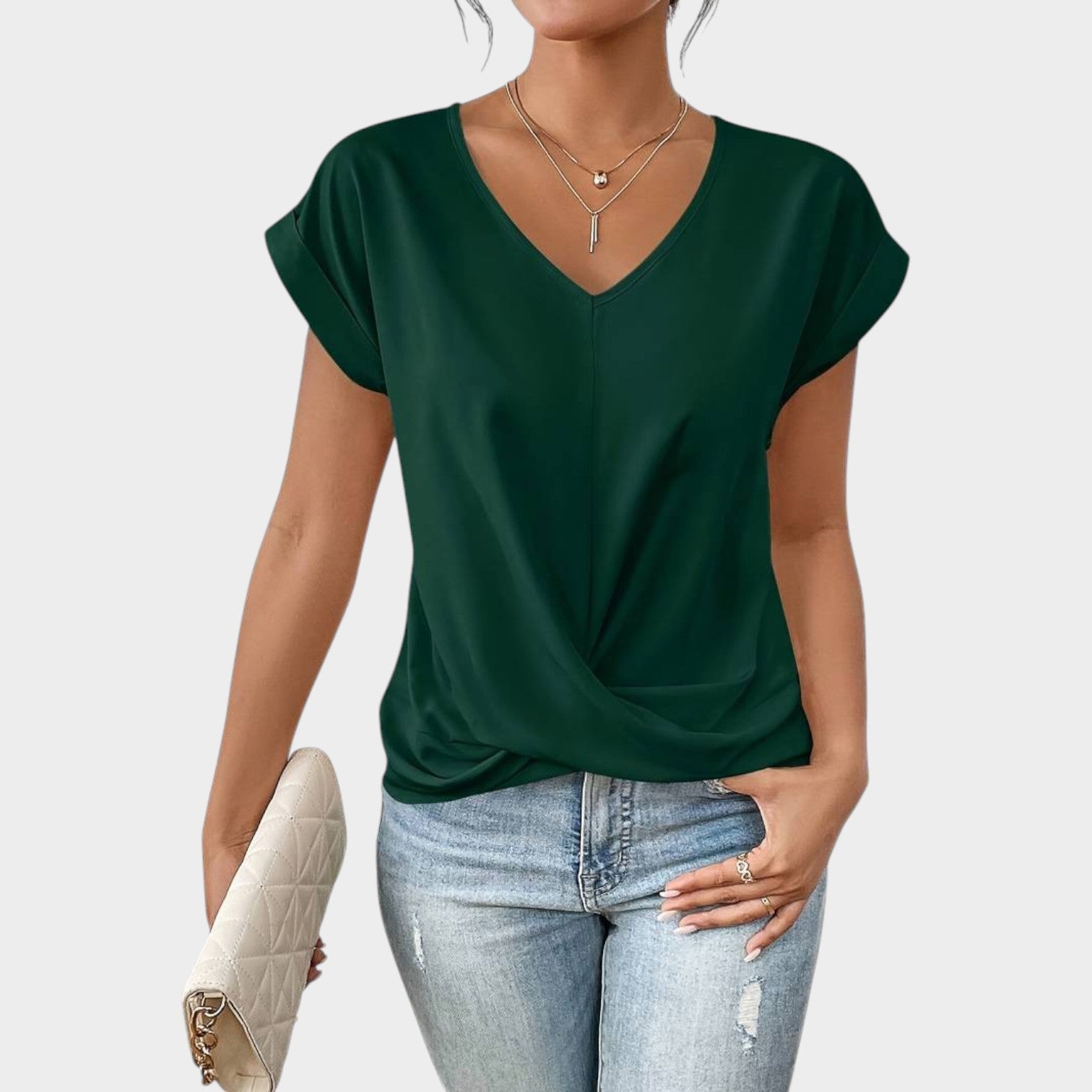 V Neck Short Sleeve Top