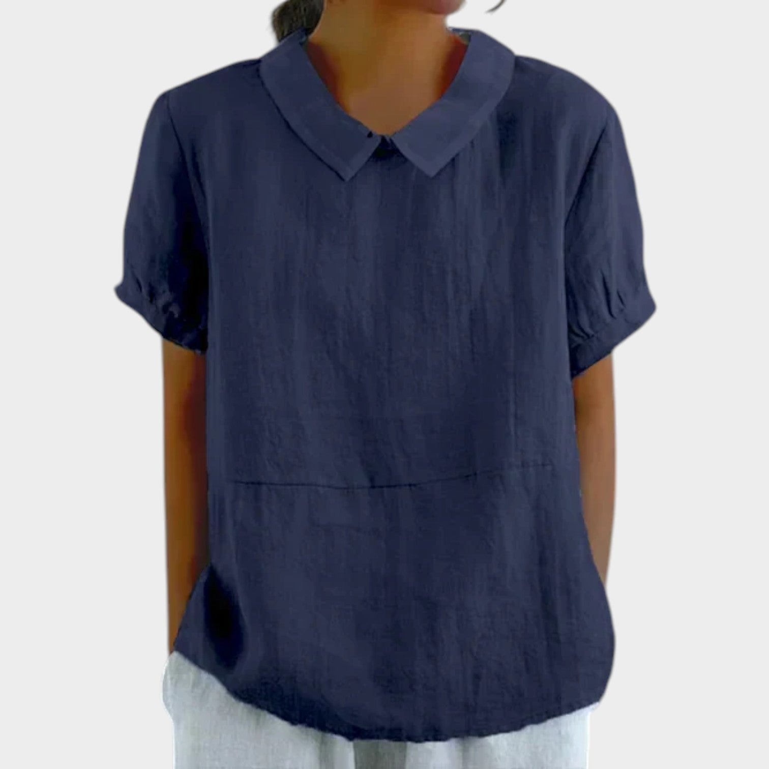 Collared Short Sleeve Blouse