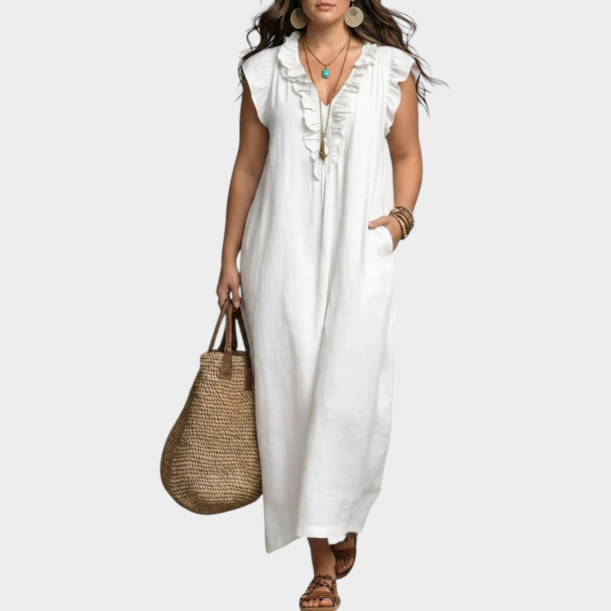 Women's Maxi Dress Sleeveless Ruffle