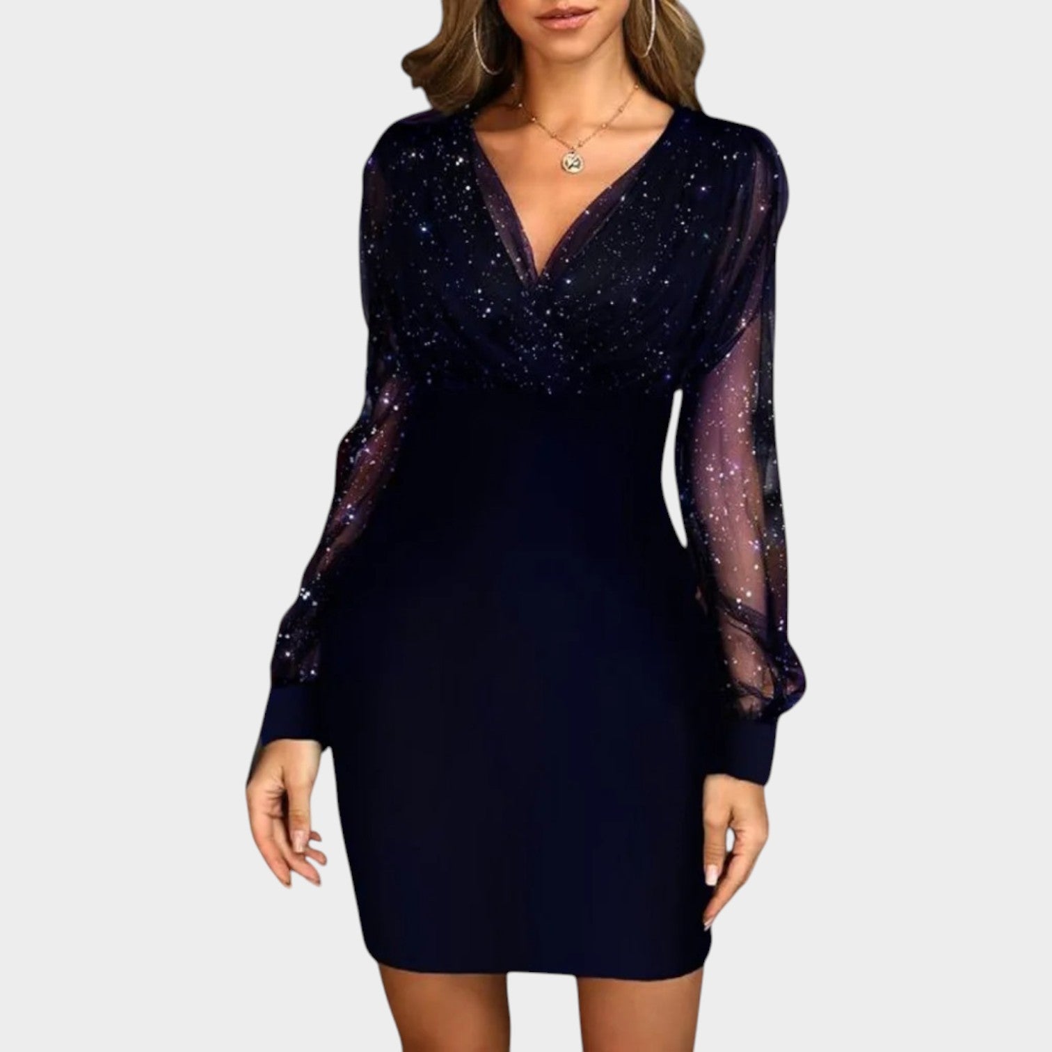 Cocktail V-Neck Mini Dress