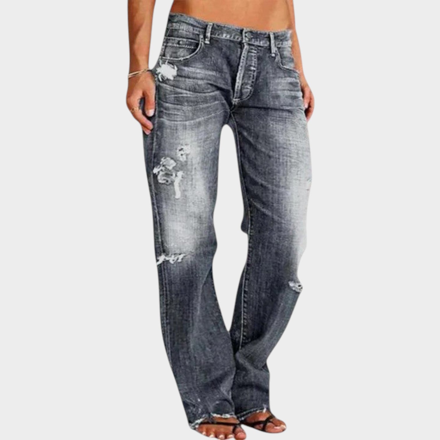Distressed Wide Leg Denim Pants