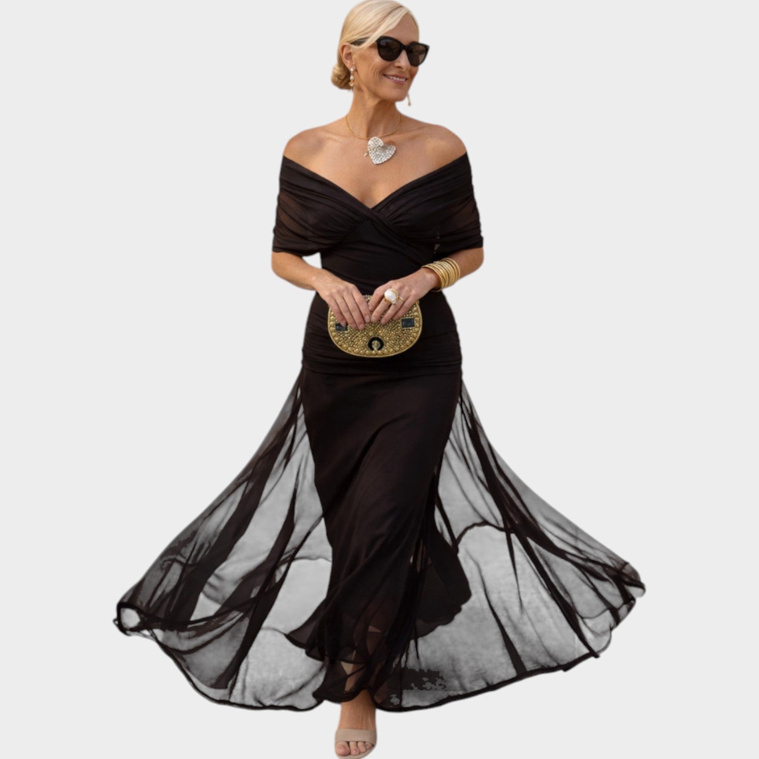 Off Shoulder Wedding Guest Maxi Dress