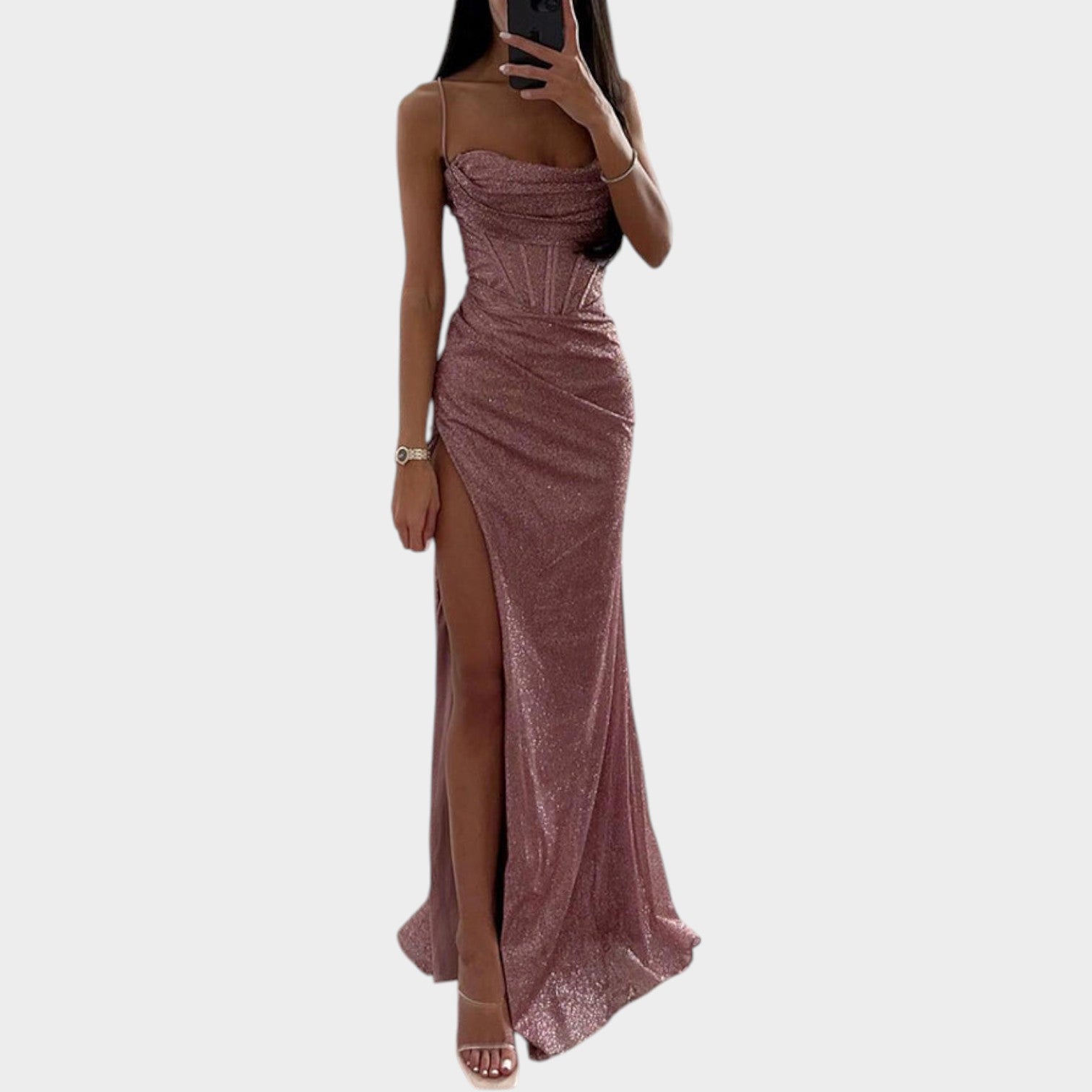 Satin Split Formal Evening Maxi Dress