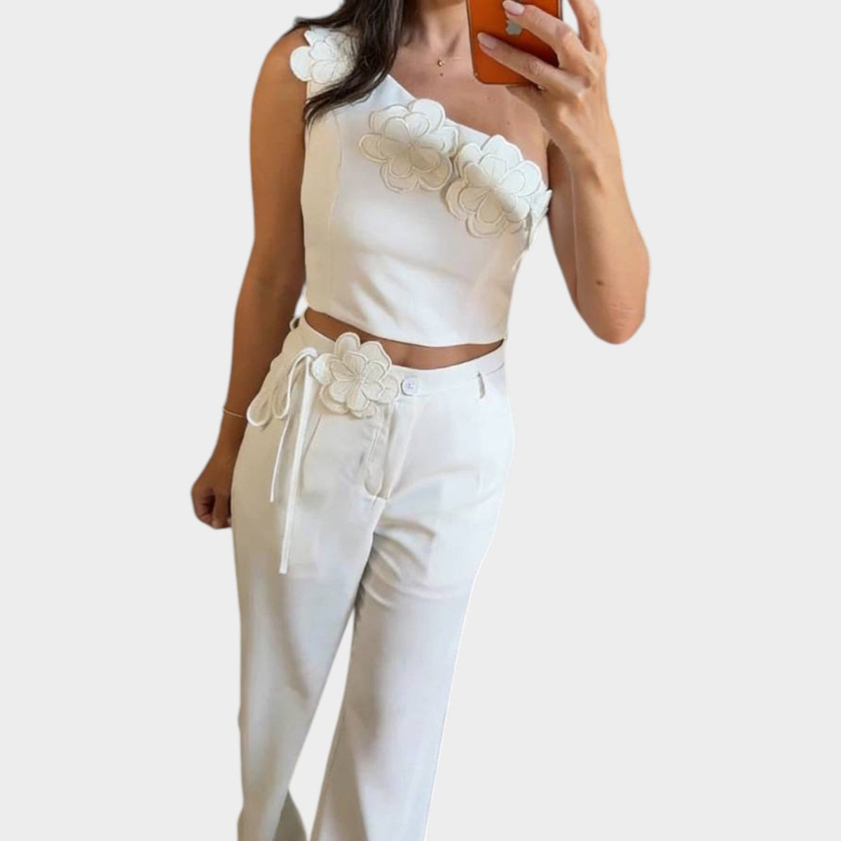 Women's Matching Set One Shoulder Floral Two Piece