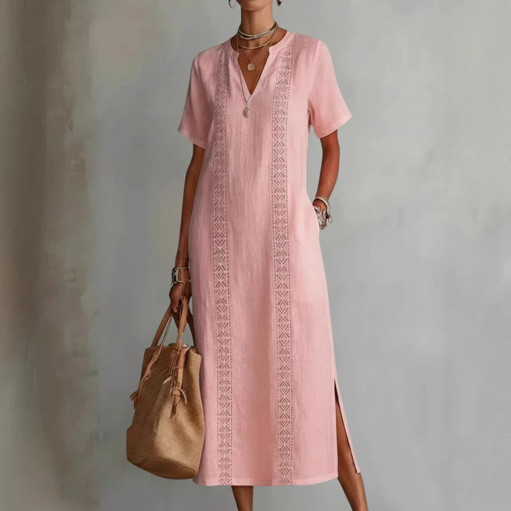 Relaxed V-Neck Midi Dress
