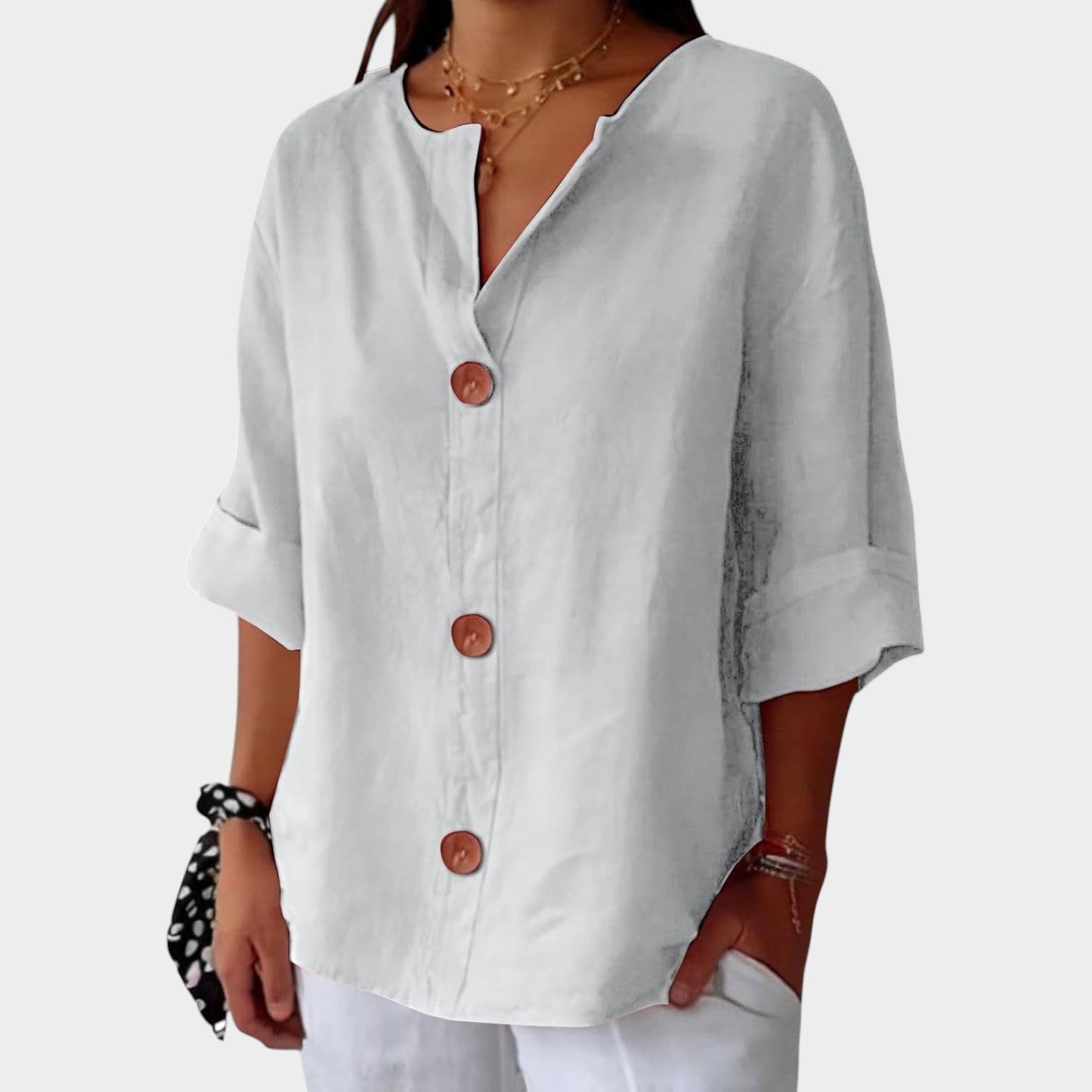 3/4 Sleeve Button Up Blouse
