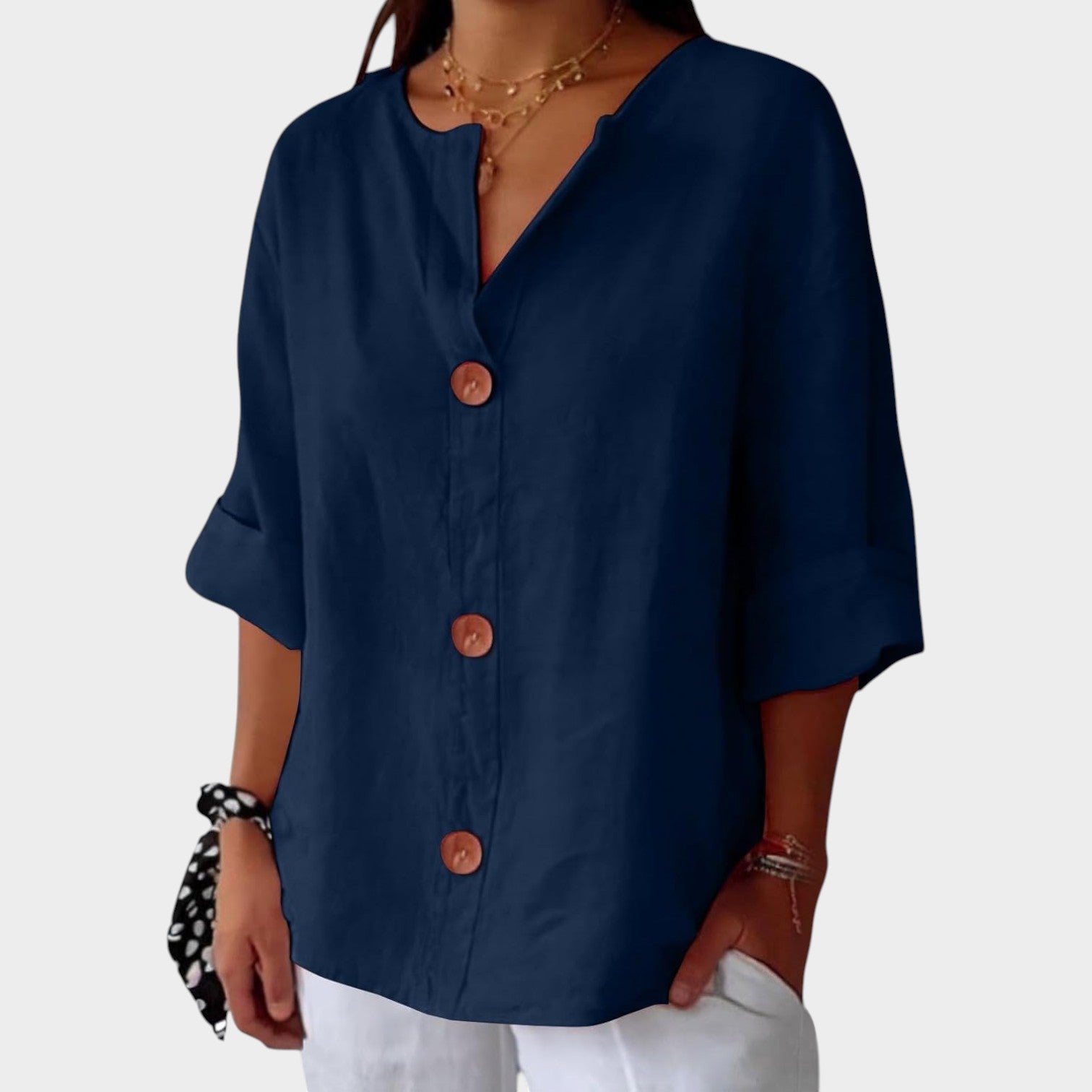 3/4 Sleeve Button Up Blouse