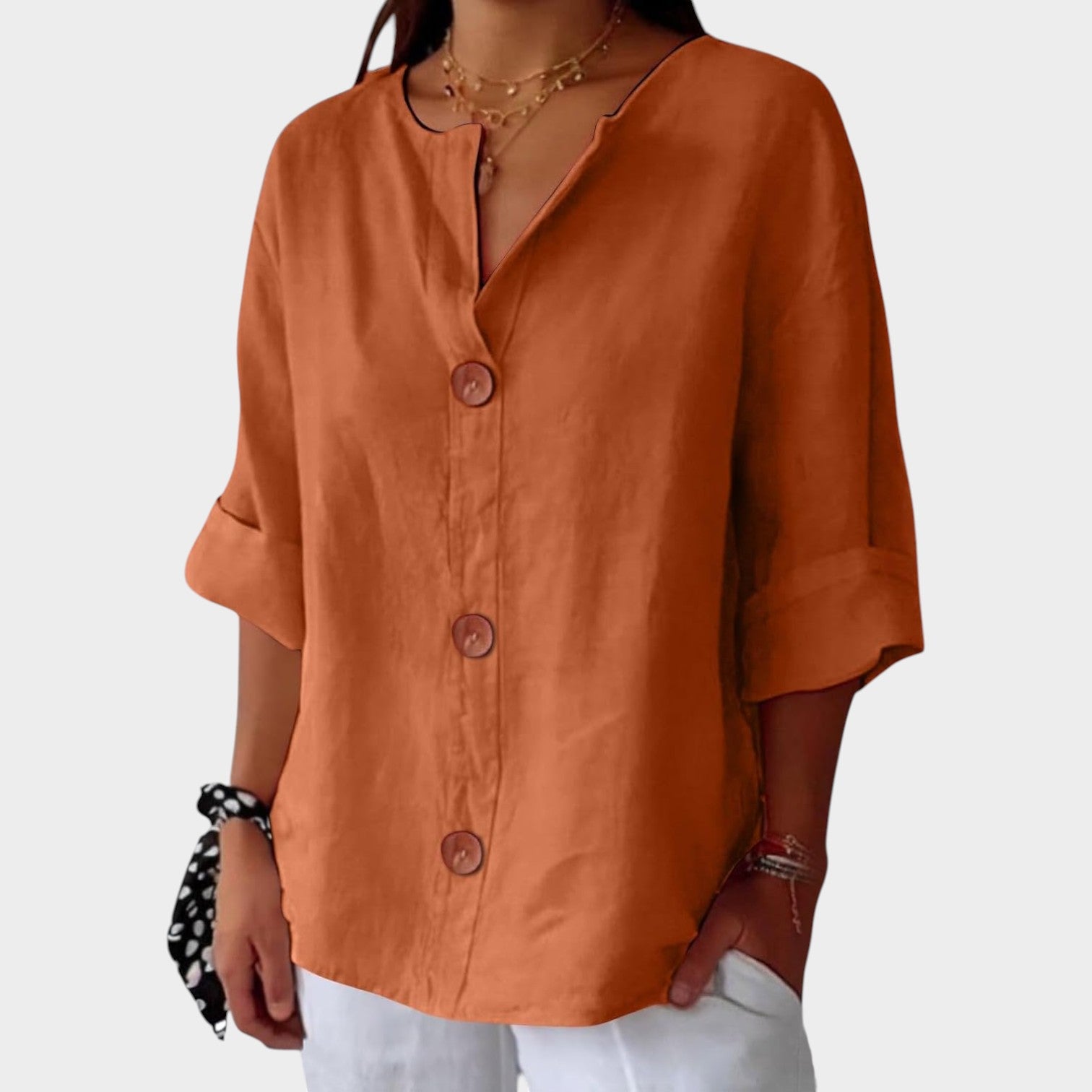 3/4 Sleeve Button Up Blouse