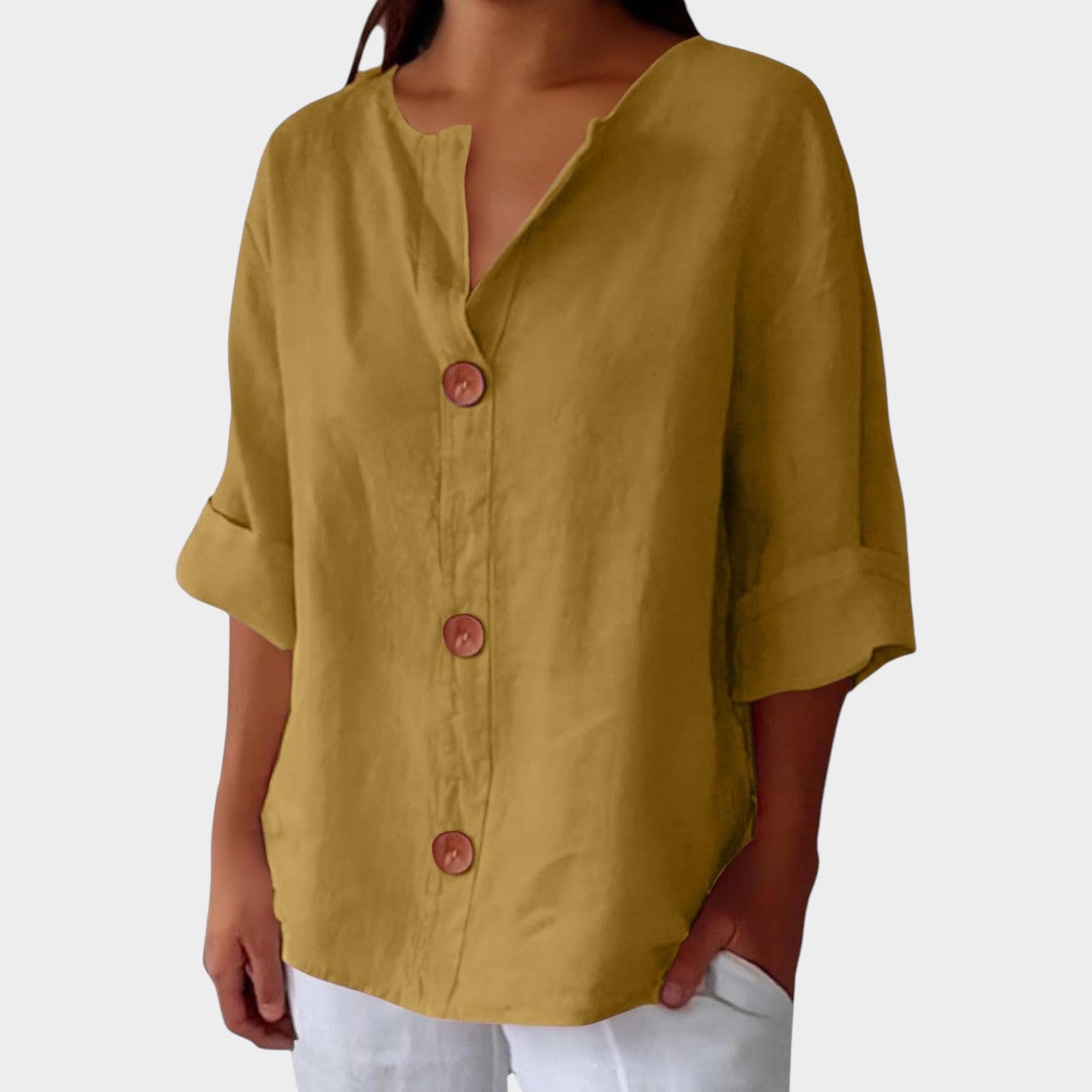3/4 Sleeve Button Up Blouse