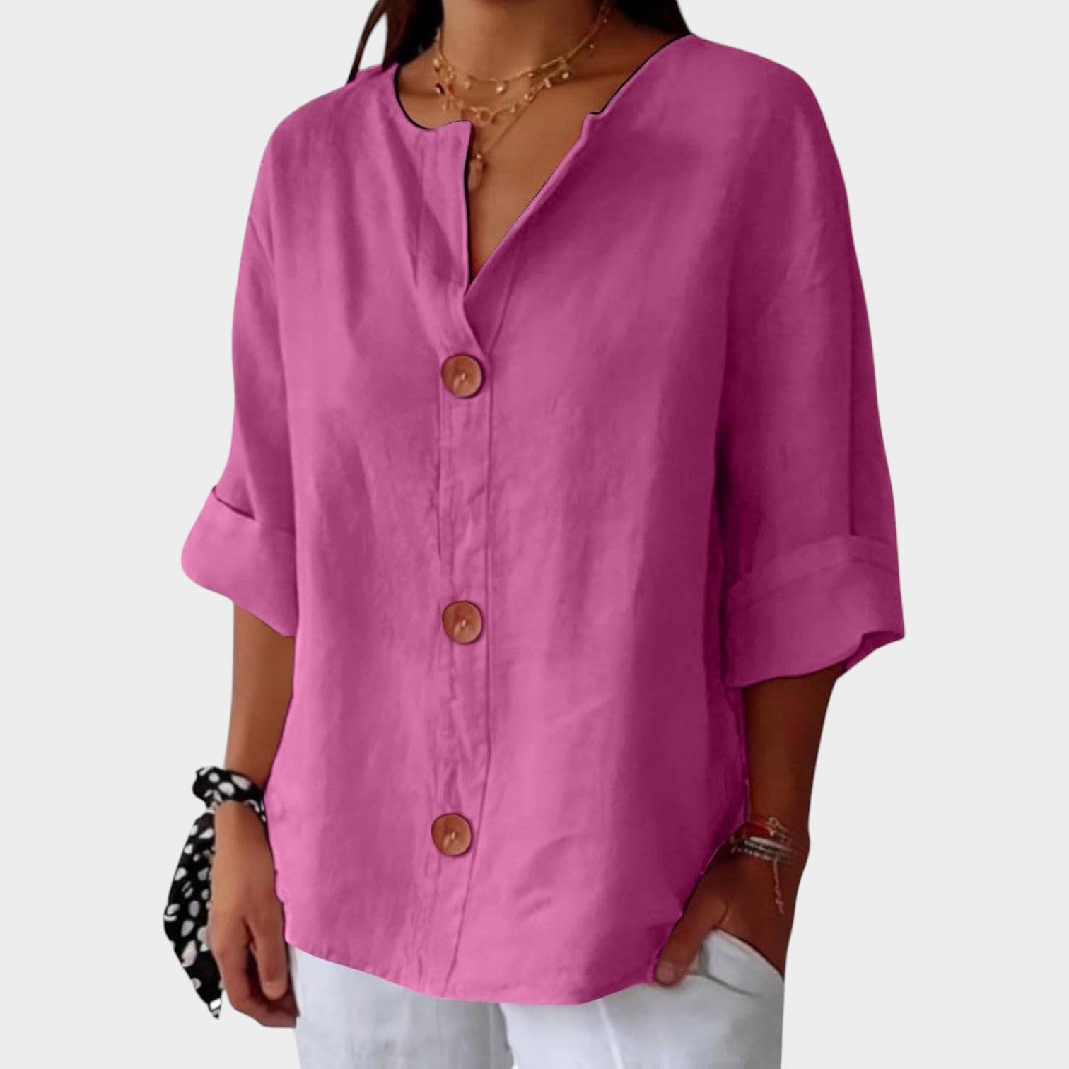 3/4 Sleeve Button Up Blouse