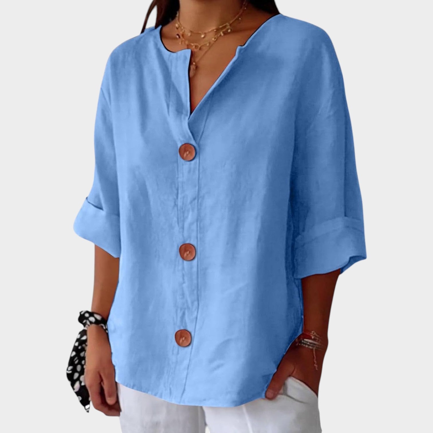 3/4 Sleeve Button Up Blouse