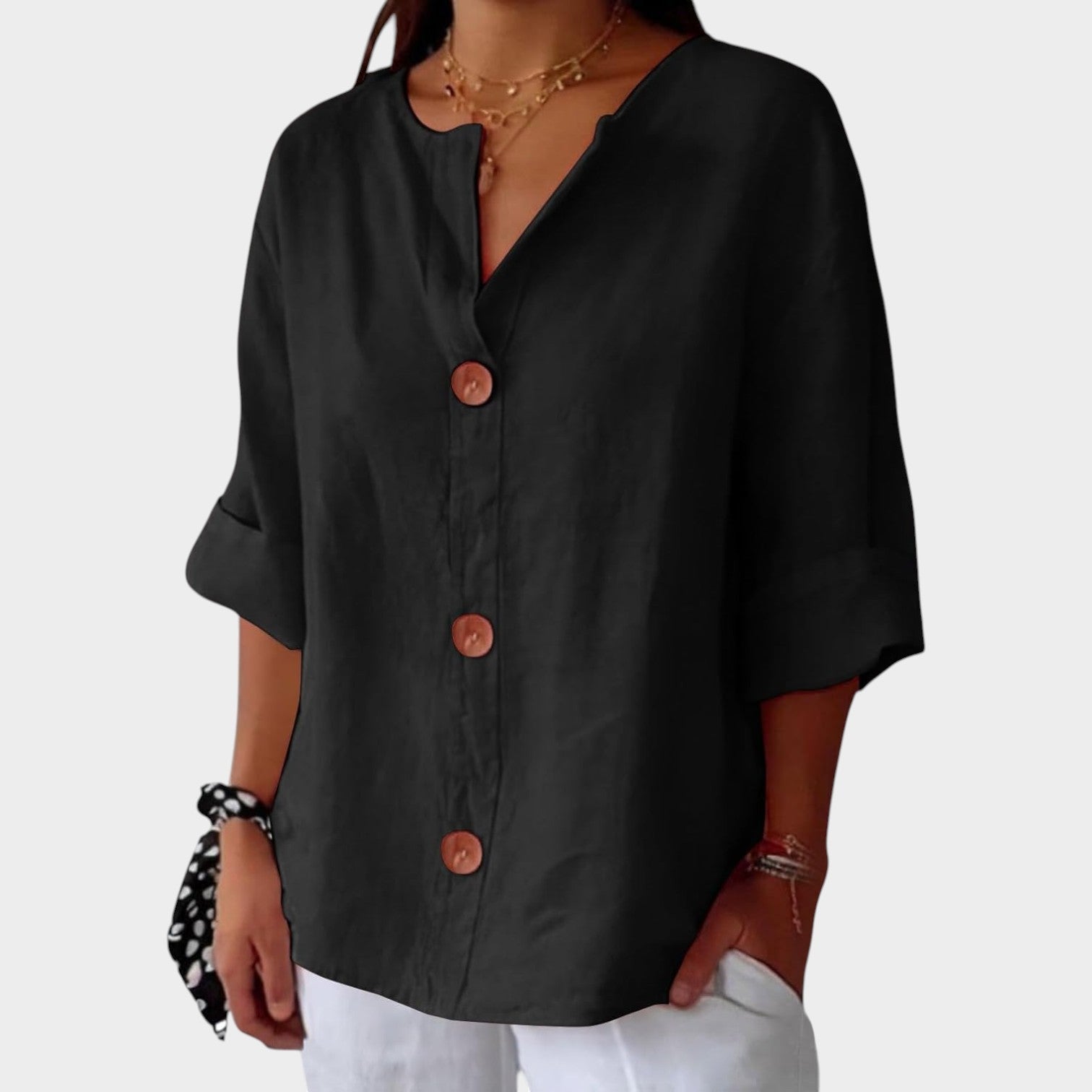 3/4 Sleeve Button Up Blouse