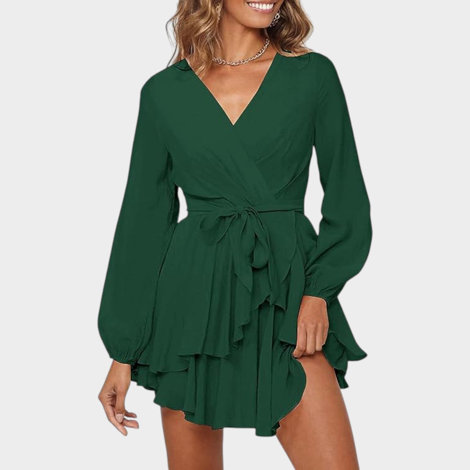Wrap V-Neck Mini Dress