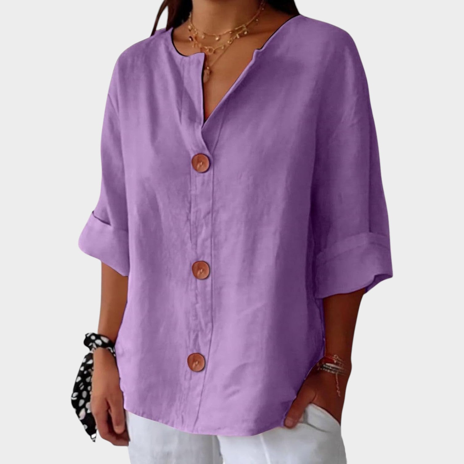 3/4 Sleeve Button Up Blouse