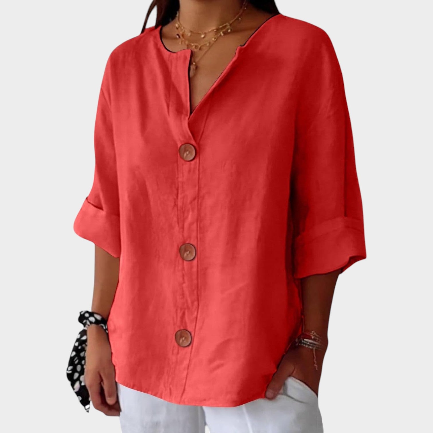 3/4 Sleeve Button Up Blouse