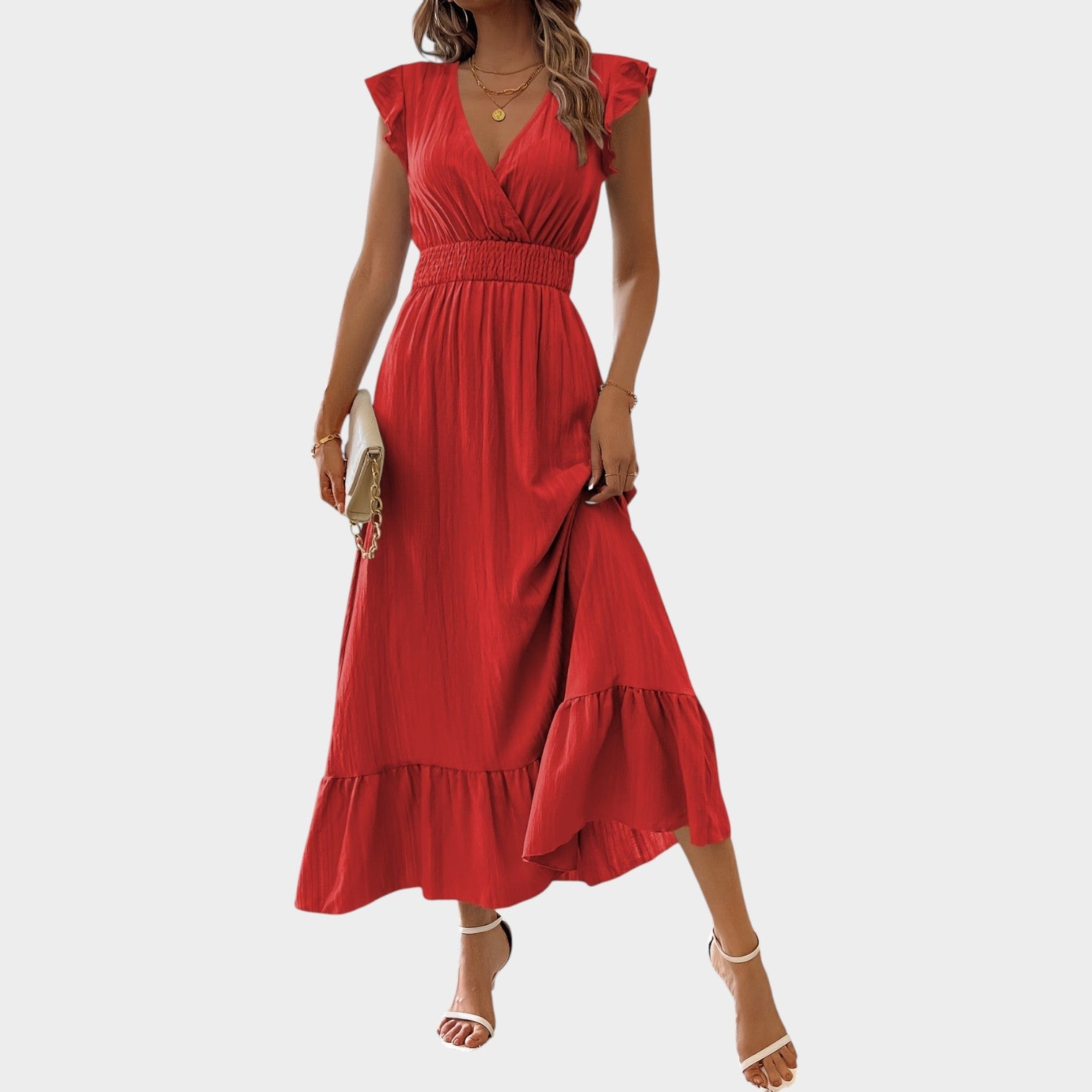 Cocktail Ruffle Wrap Maxi Dress
