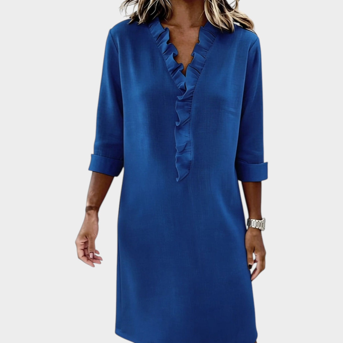 Women’s Ruffle Midi Dress with Long Sleeves