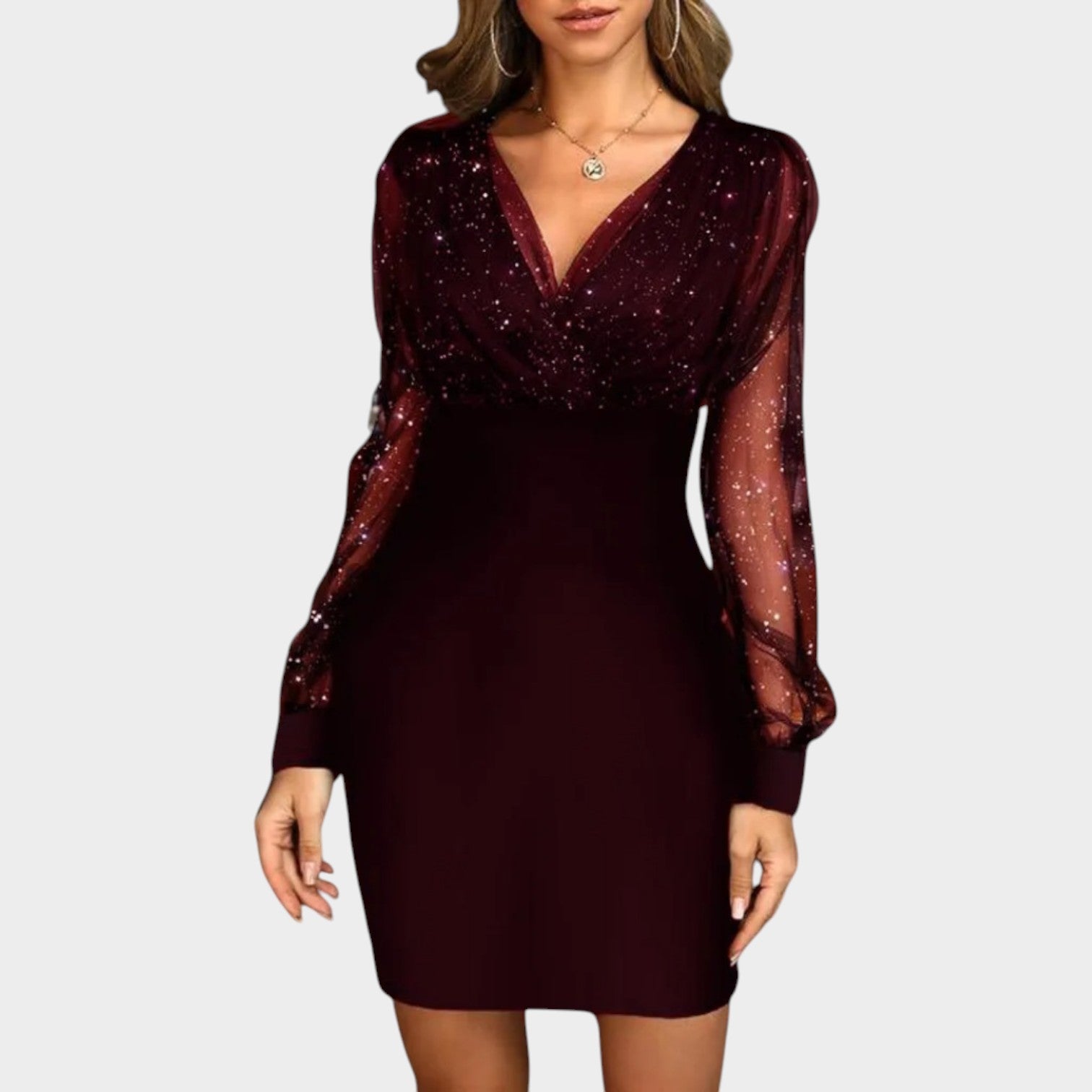 Cocktail V-Neck Mini Dress