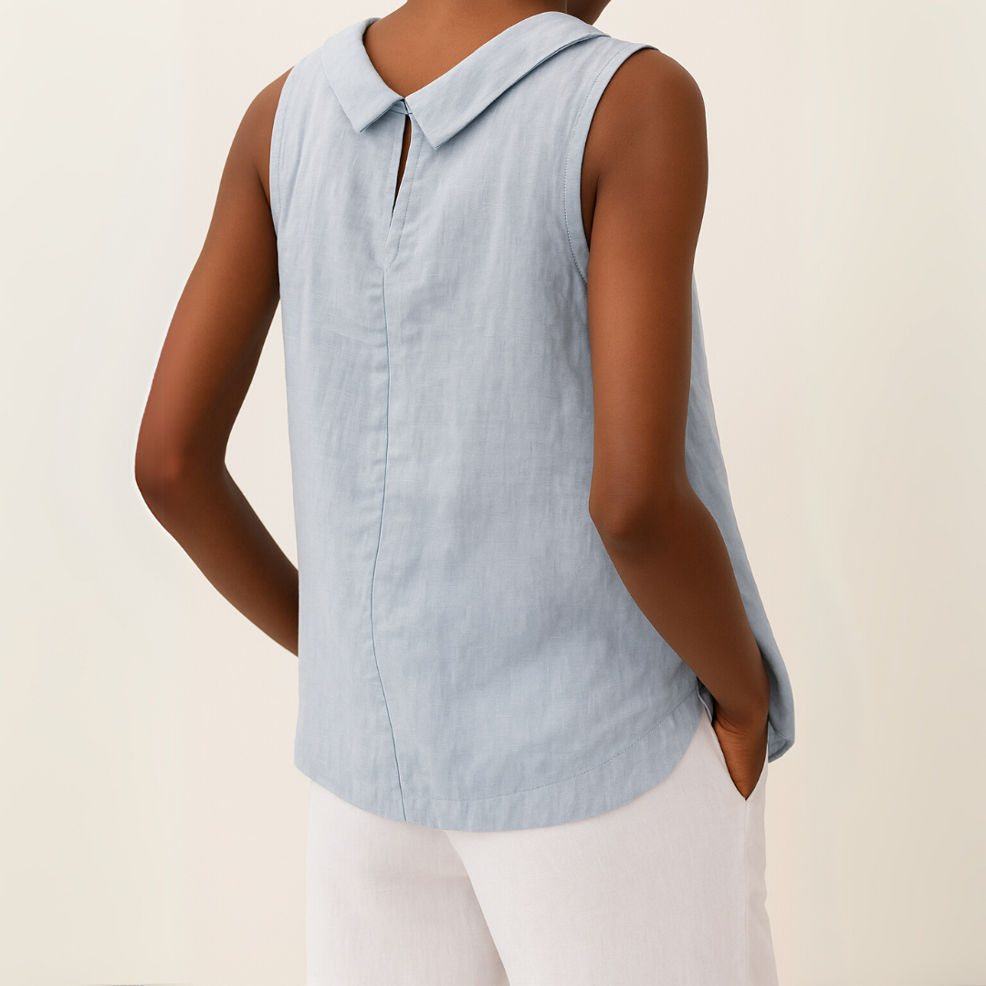 Maria™ | Sleeveless Top with Roll Collar