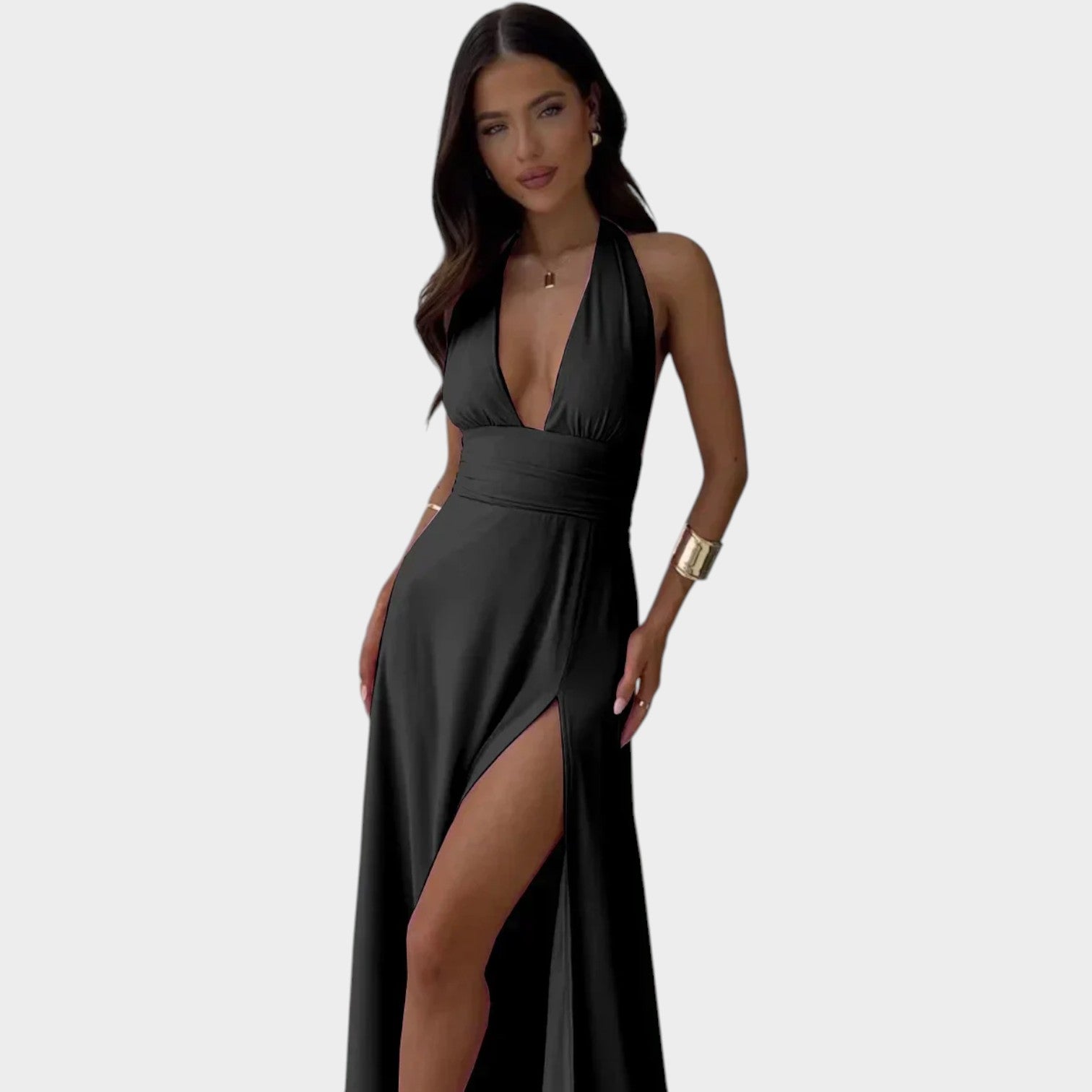 Halter Neck Formal High Split Maxi Dress