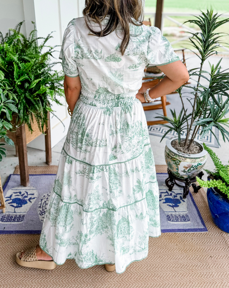 Camille™ | Elegant Toile Maxi Dress