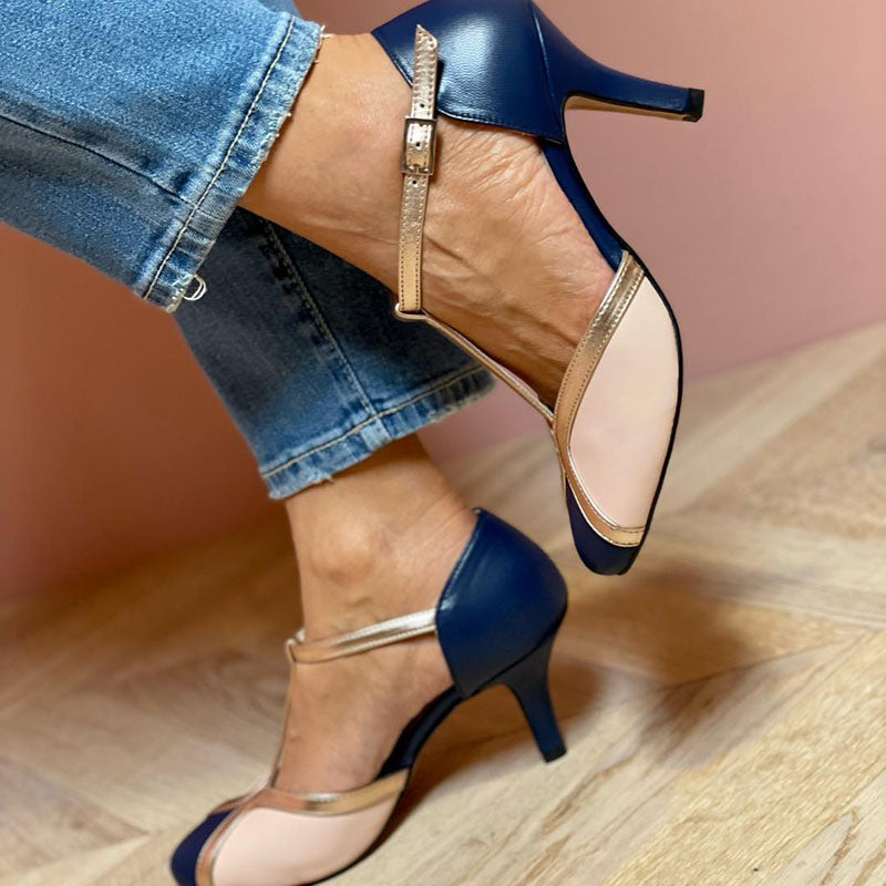 Alessia™ | Vibrant T-Strap Round Toe Pumps