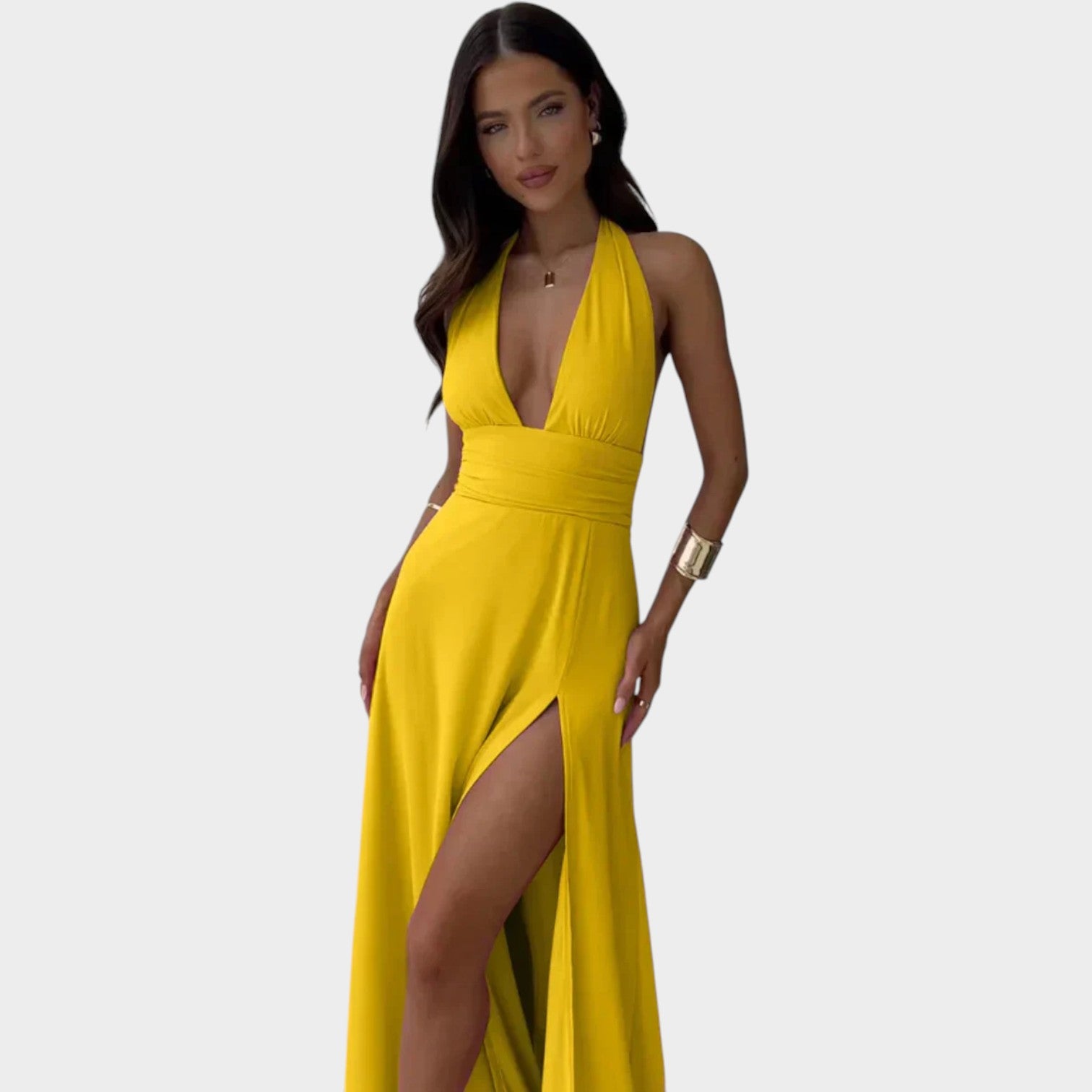 Halter Neck Formal High Split Maxi Dress