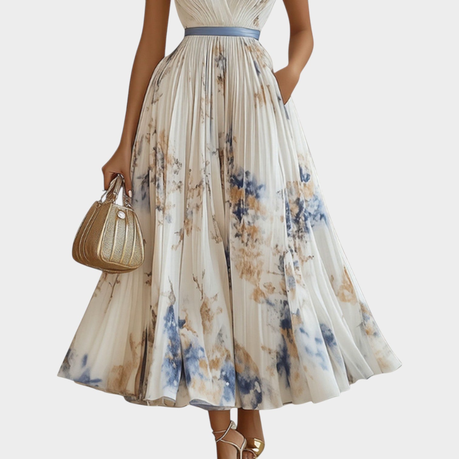 Floral Pleated Maxi Dress