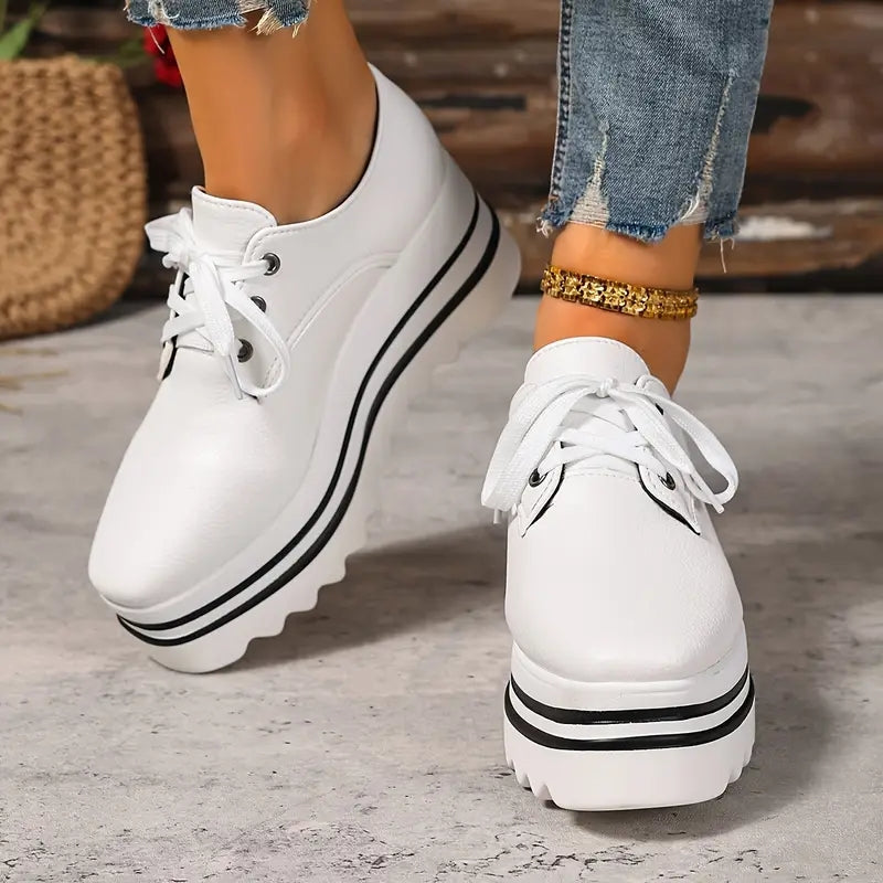 Petra | Women's Lace-Up Wedge Sneakers with Platform Oxford Design