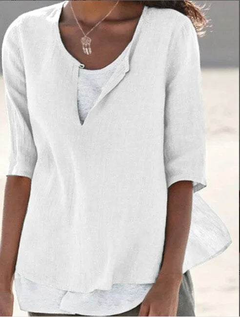 Maya | Women's Casual 3/4 Sleeve Split Neck Blouse