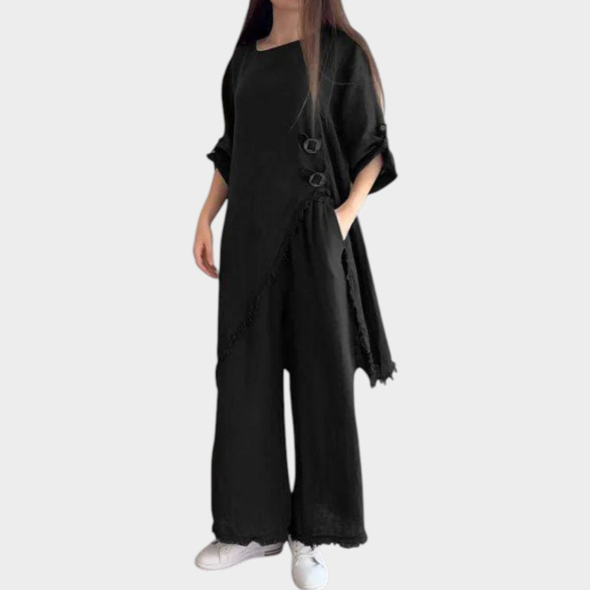 Women's Asymmetric Linen Two-Piece Set