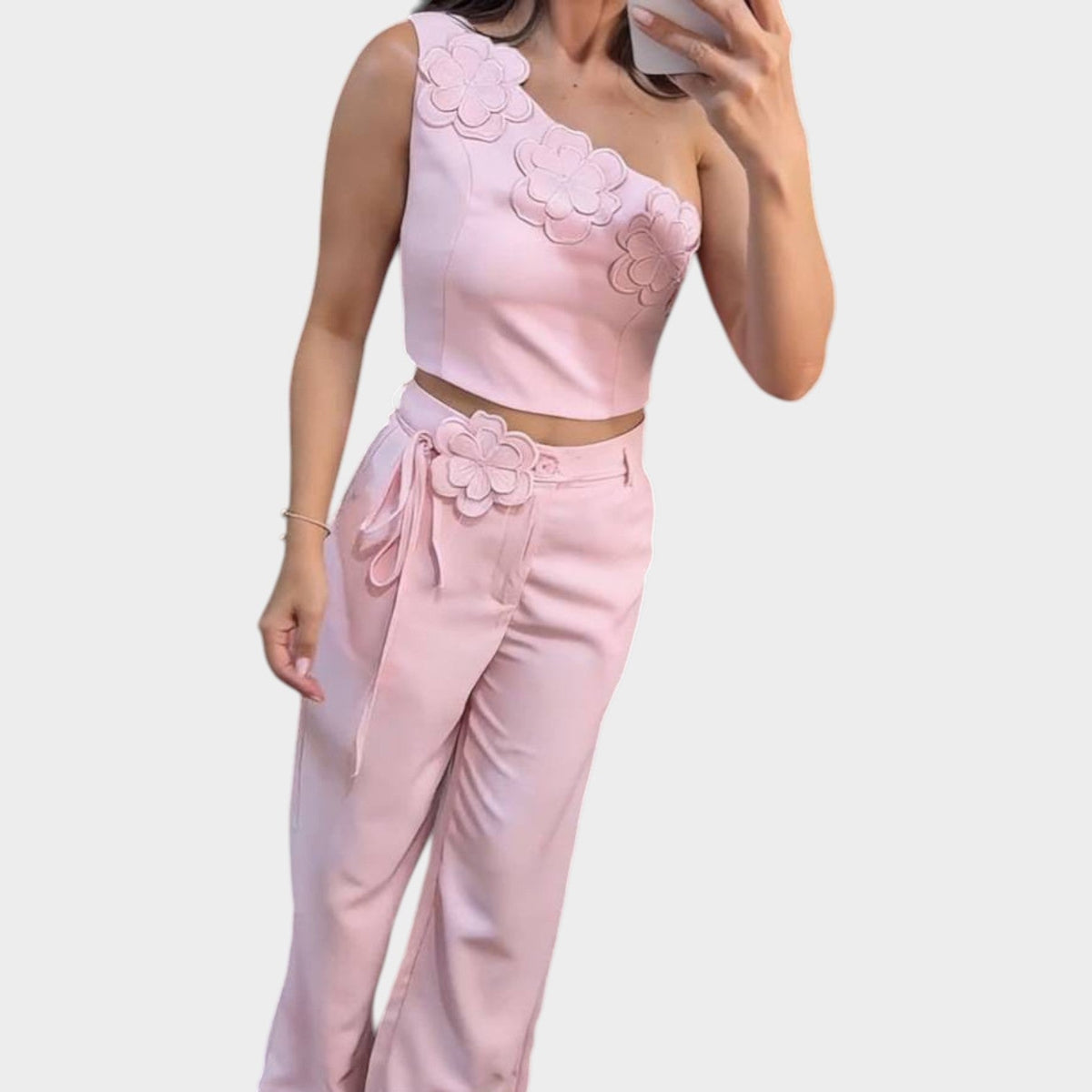 Women's Matching Set One Shoulder Floral Two Piece