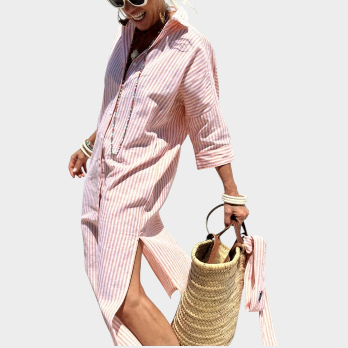 Women's Summer Midi Dress Shirt Button Down