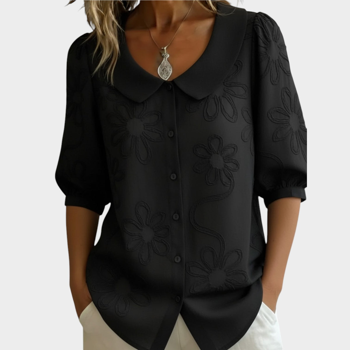 Women's Top Floral Button Up Blouse