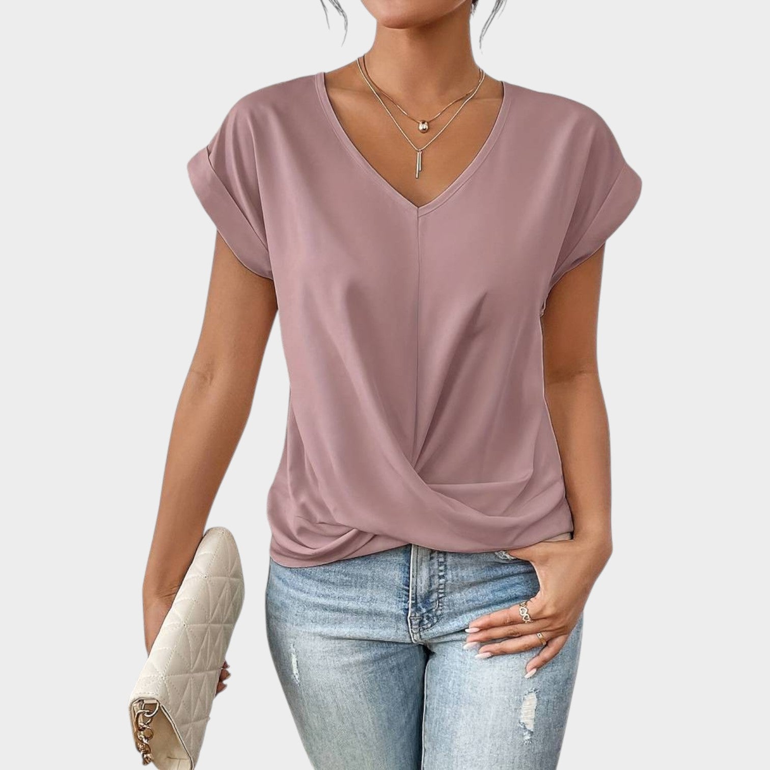 V Neck Short Sleeve Top