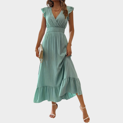 Cocktail Ruffle Wrap Maxi Dress
