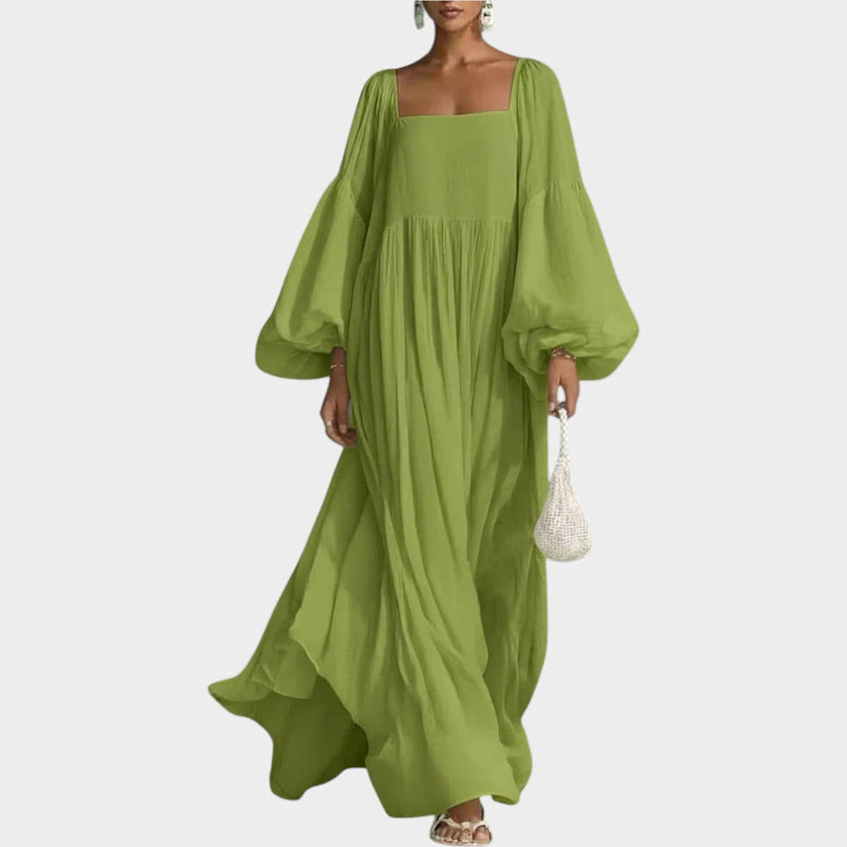 Women's Flowy Balloon‑Sleeve Maxi Dress