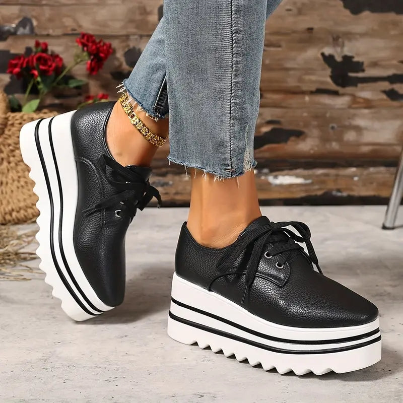 Petra | Women's Lace-Up Wedge Sneakers with Platform Oxford Design