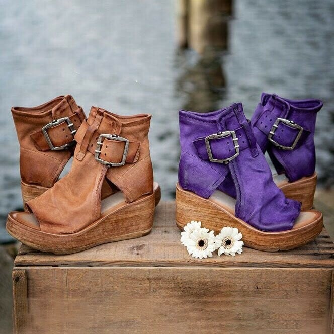 Dawn™ | Boho-Inspired Wedge Sandals with Buckle