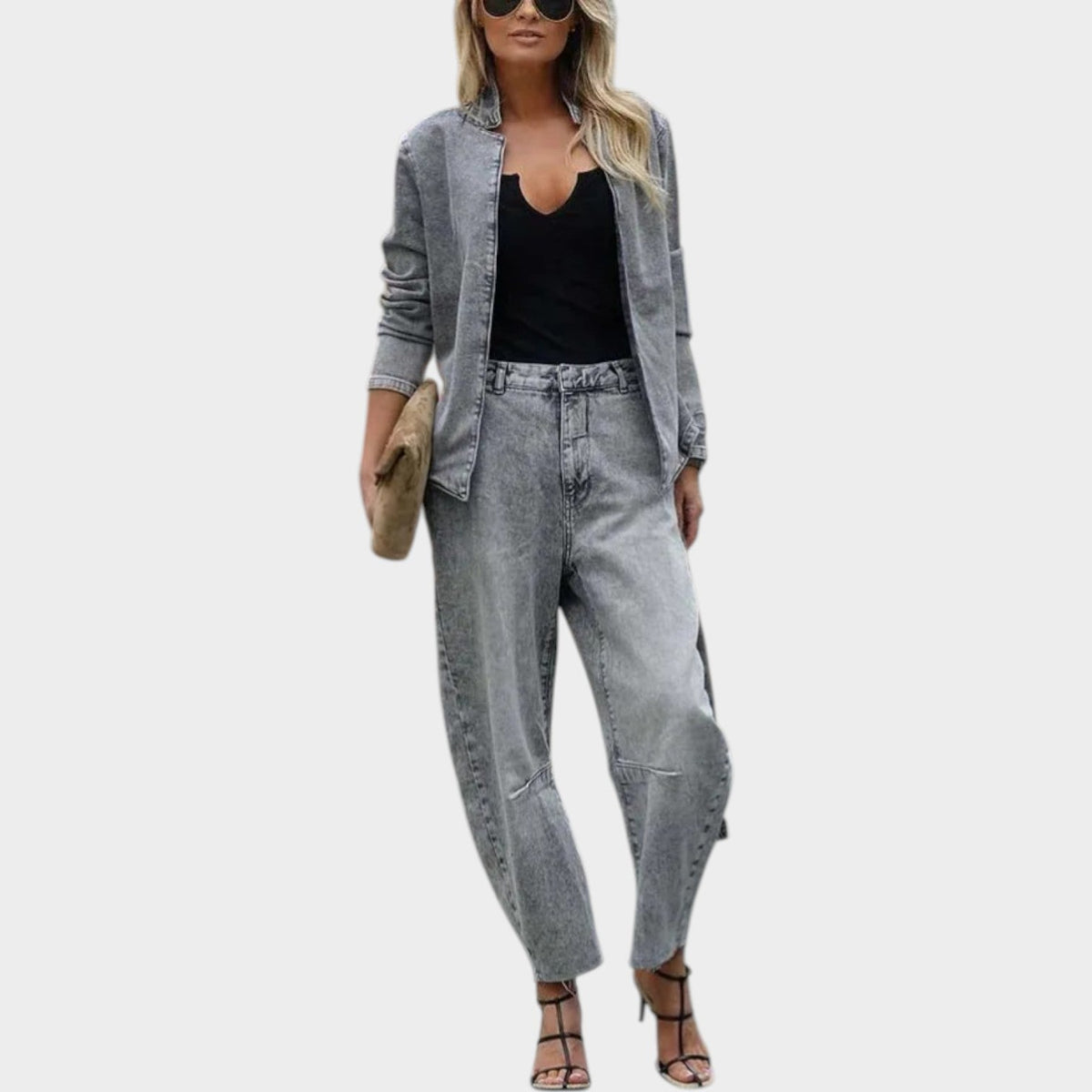 Women's Matching Set Casual Denim Jacket and Pants Set