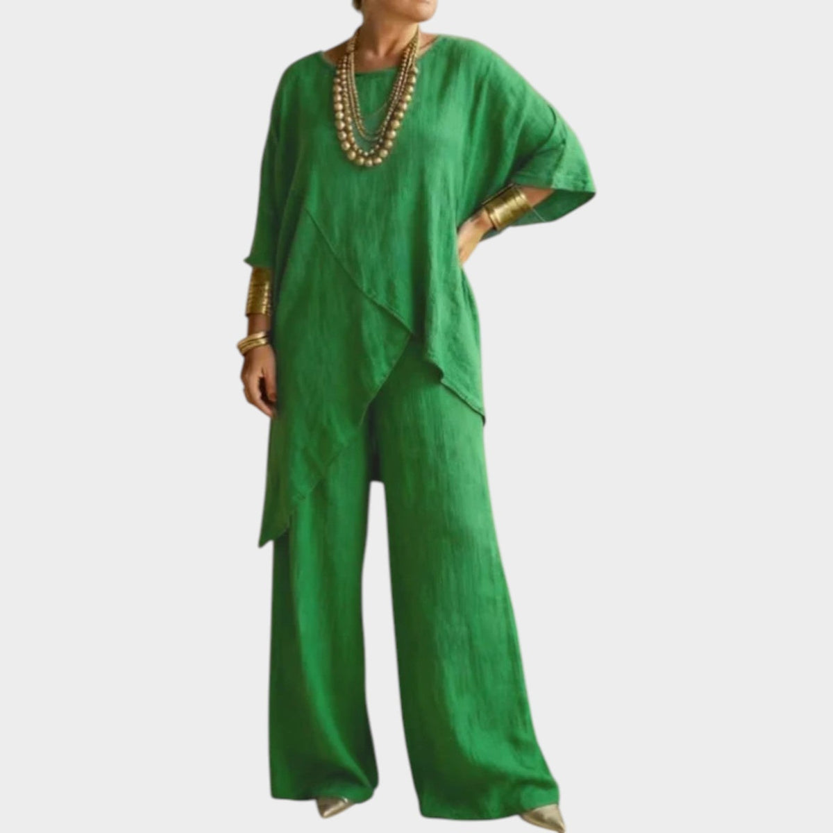 Women's Linen Matching Set Asymmetrical Two Piece